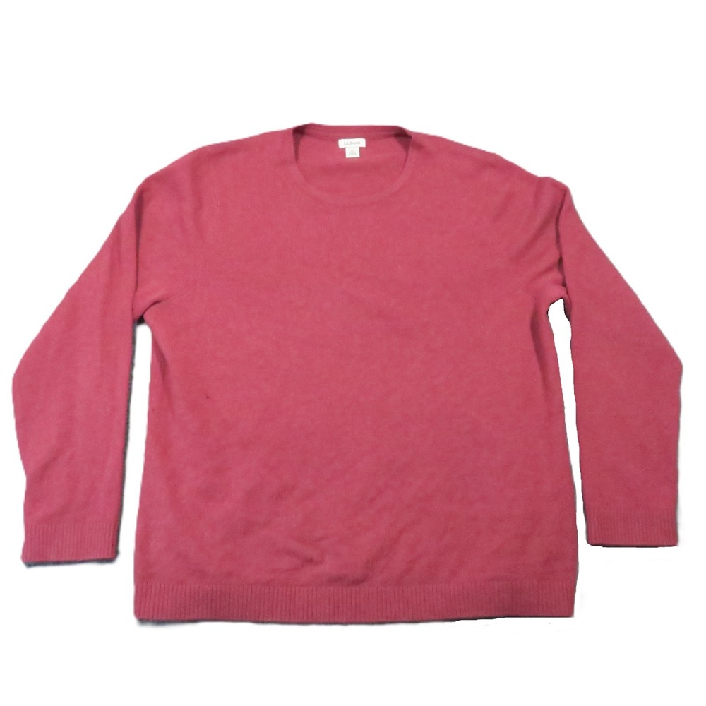 LL Bean Cashmere Crewneck Sweater Womens XL Petite Red Preppy Soft Luxury FLAW